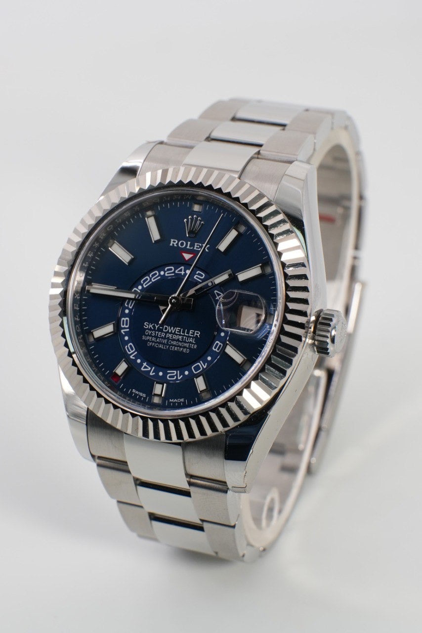Rolex Sky-Dweller 42mm Oyster Blue Dial Stainless Steel 18K White Gold Bezel 2025